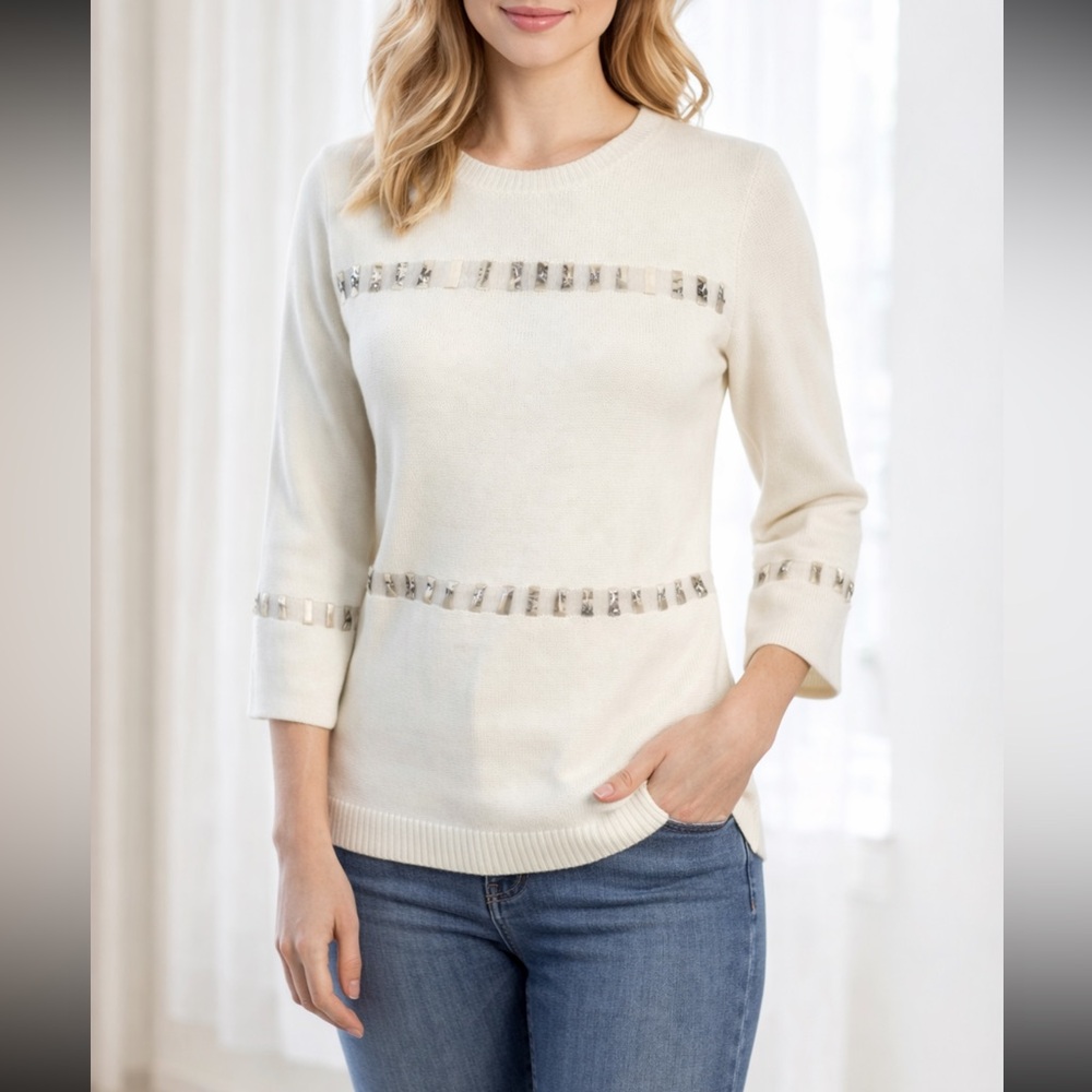 Y2K Cottagecore‎  Cream Crewneck Sweater